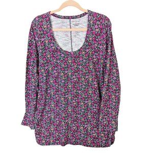 Lane Bryant Plus size 20 Cotton Sweetheart Neck Classic Purple Top Long Sleeve